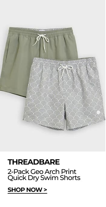 2-Pack Geo Arch Print Quick Dry Swim Shorts