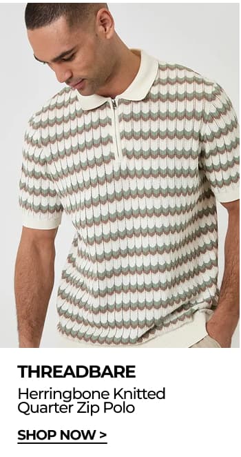Herringbone Knitted Quarter Zip Polo