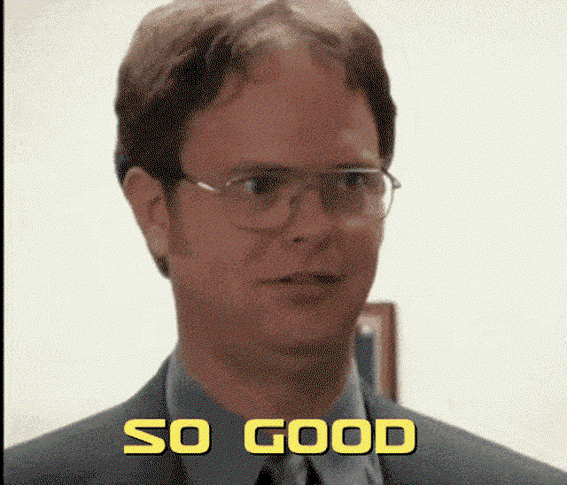a man wearing glasses and a suit has the word so good written on his face
