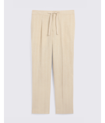 Neutral Stripe Linen-Blend Beach Trousers