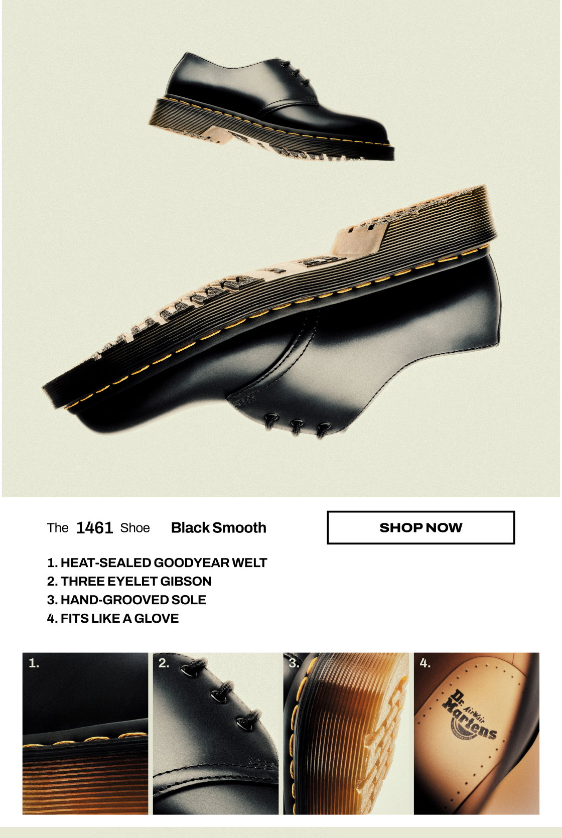 1461 Oxford Shoes - Black Smooth Leather