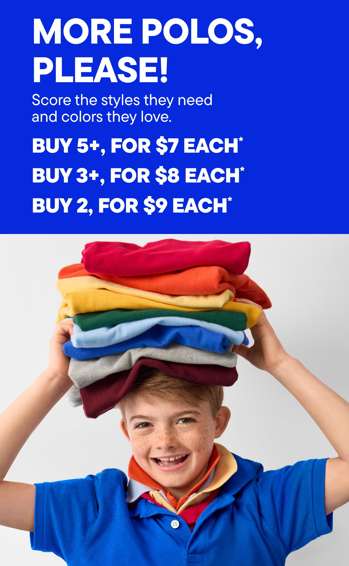 Polos 5+ for $7 each