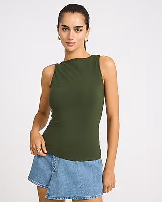 Body Contour Light Compression Stretch Cotton Boat Neck Tank