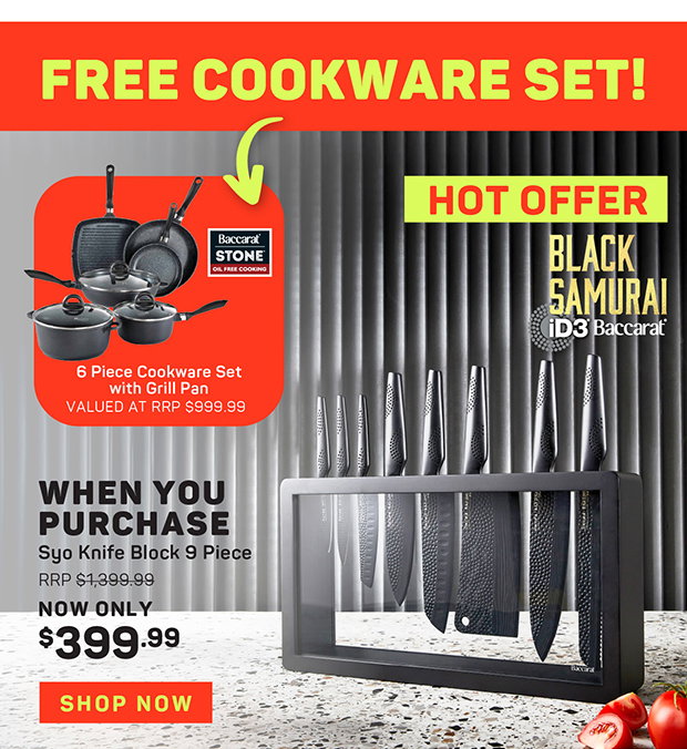 Free Baccarat STONE 6 Piece Cookware Set When You Purchase Baccarat Syo Knife Block 9 Piece