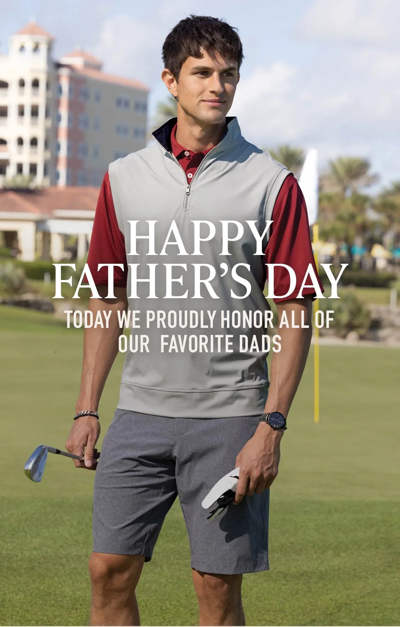 Father's Day lifestyle — man enjoying a summer morning on the golf course