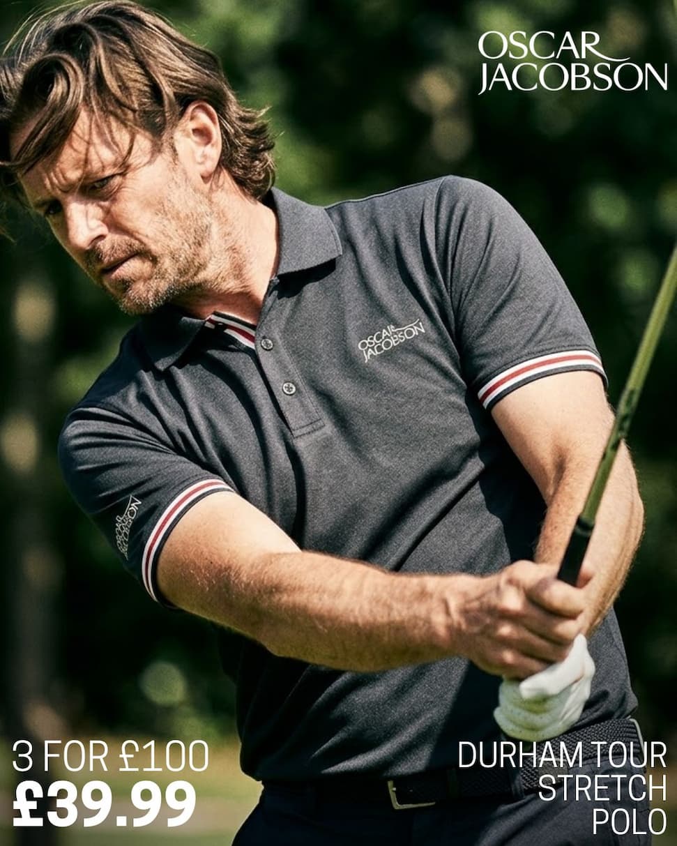 Oscar Jacobson Mens 2026 Durham Tour 4 Way Stretch Golf Polo Shirt