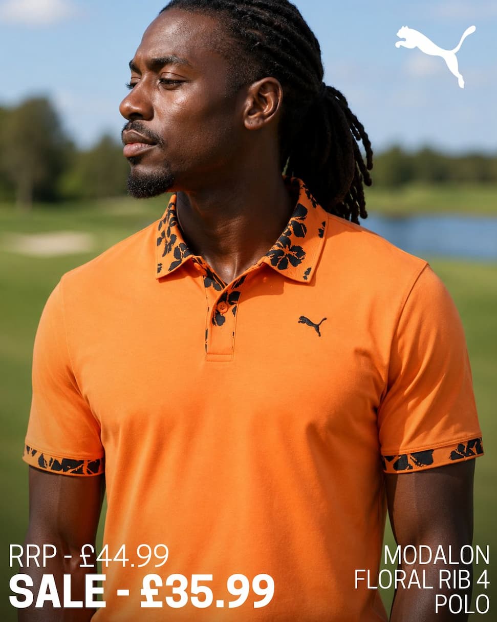 Puma Golf Mens 2026 Modalon Floral Rib 4 Way Stretch Wicking Polo Shirt