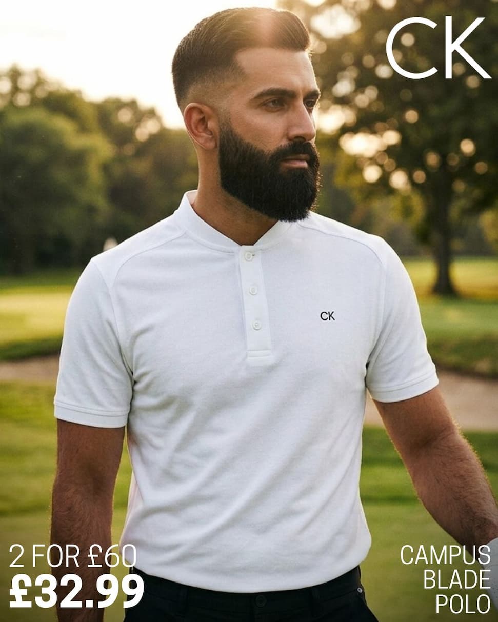 Calvin Klein Mens 2026 Blade Collar Campus Golf Polo Shirt