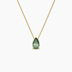 18K Yellow Gold Pacific Green Pear Lab Diamond Solitaire Pendant (1/2 ct. tw.)