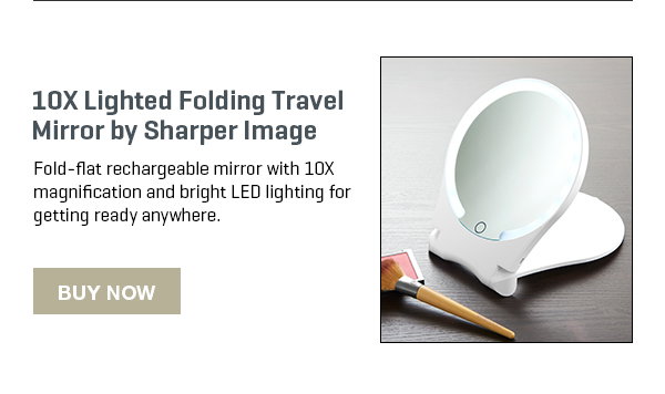 10X Lighted Folding Travel Mirror by Sharper Image