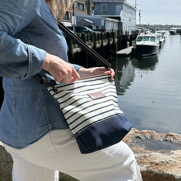 Navy Mariner Stripe Chebeague Crossbody Bag