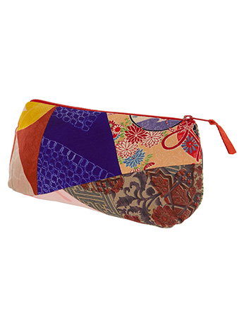 Handmade toiletry bag crafted from vintage kimono silk fabric. - Shop Now.