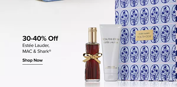 30-40% off Estee Lauder, MAC and Shark. A gift set of beauty products.