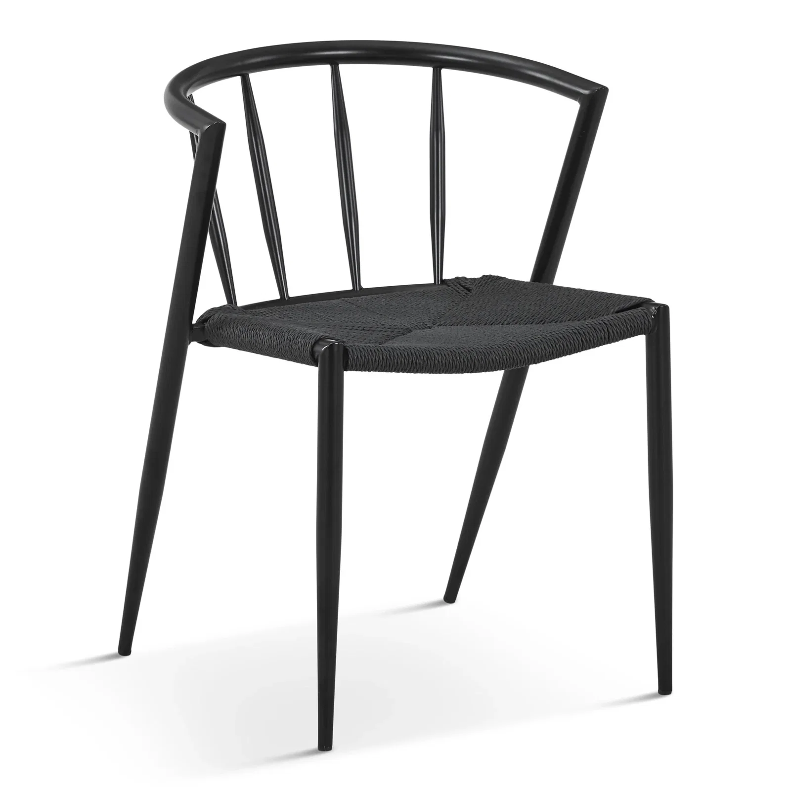 Image of Bella spisebordsstol - Sort/sort med fletsæde. Brudt emballage/ mærker - se produktbeskrivelse (OU12508)