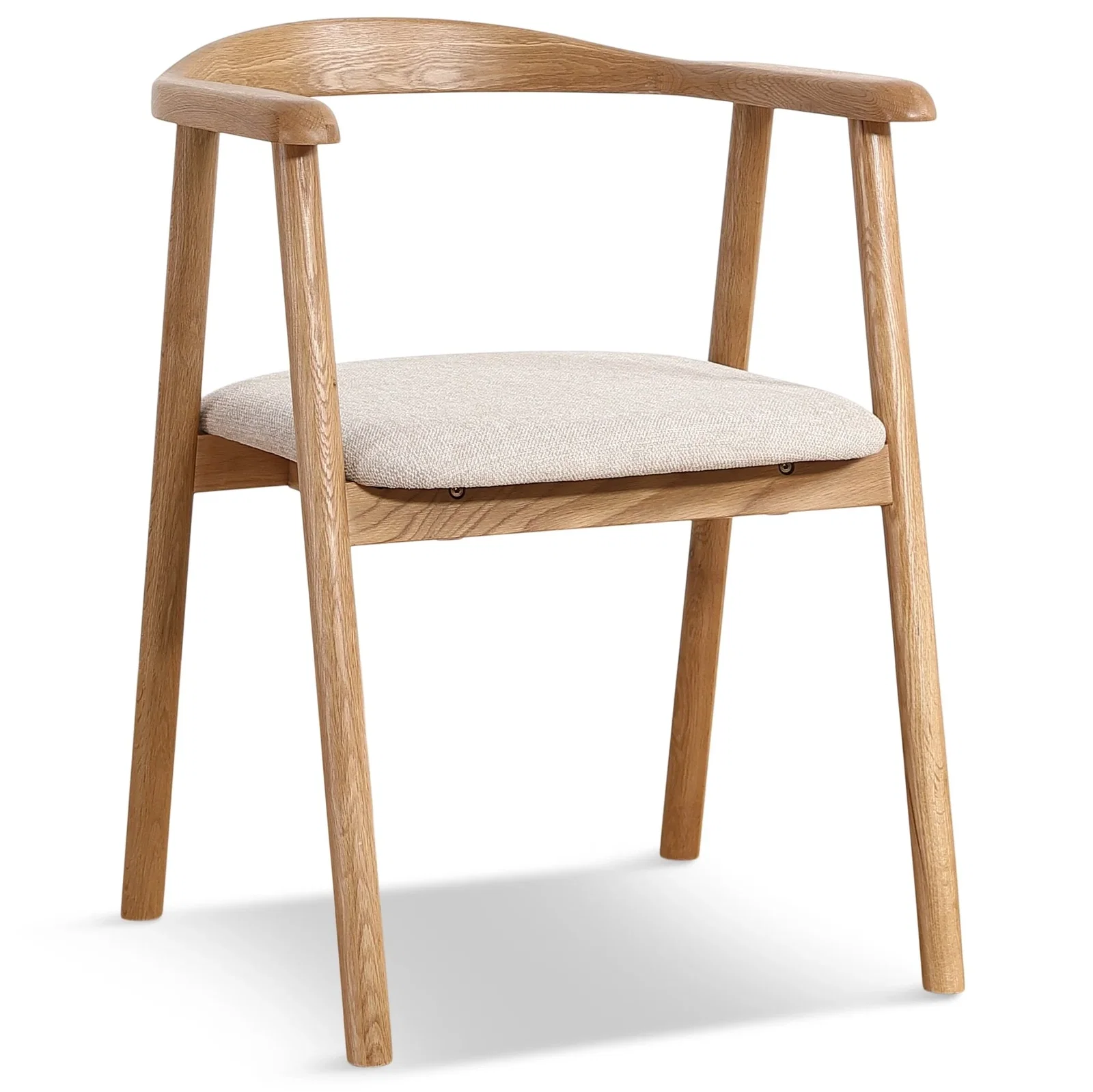 Image of Jocelyn spisebordsstol i eg med beige stof sæde. Brudt emballage (OU12487)