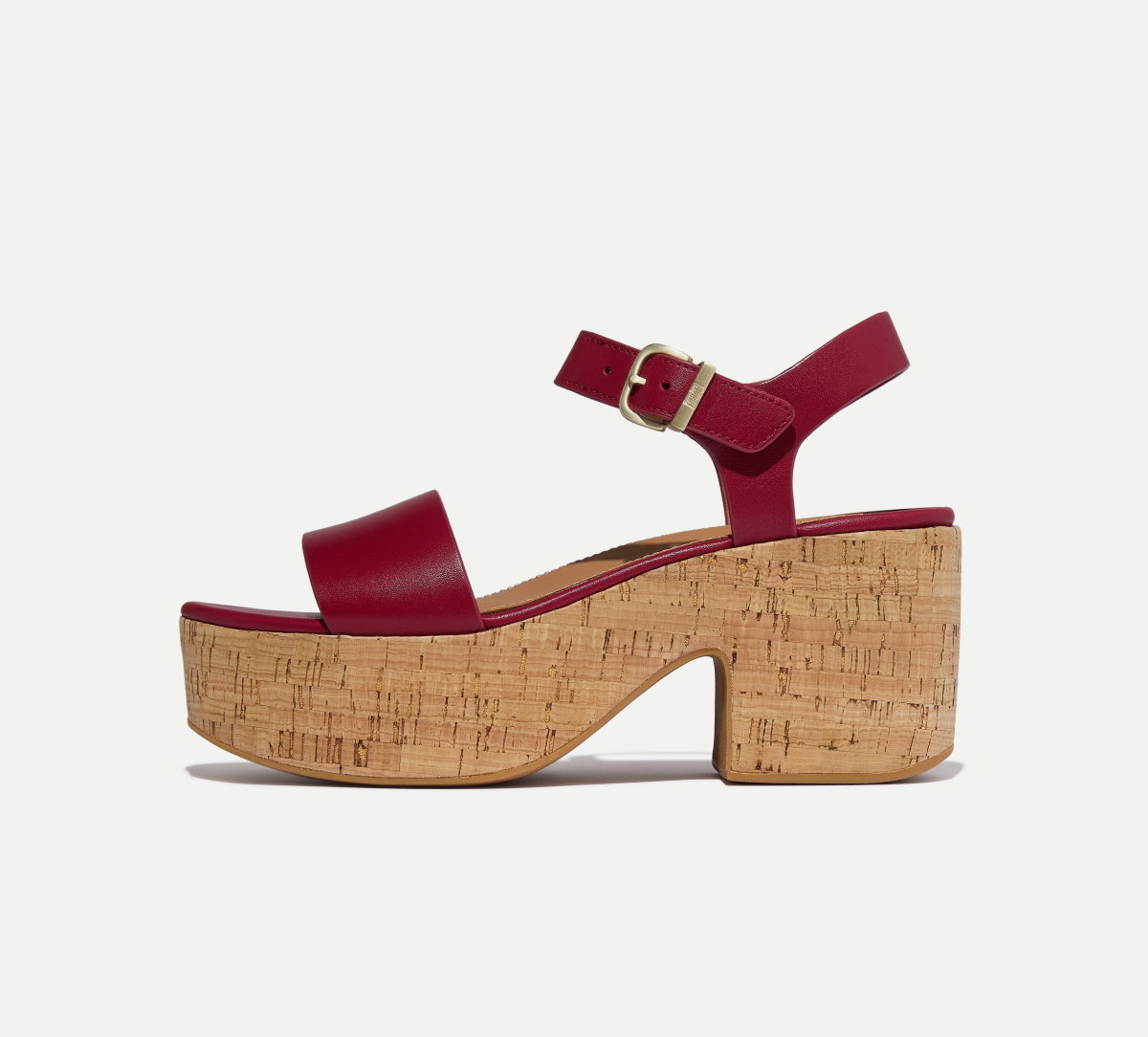 PLATFFORMS Leather/Cork Heeled Ankle-Strap Sandals