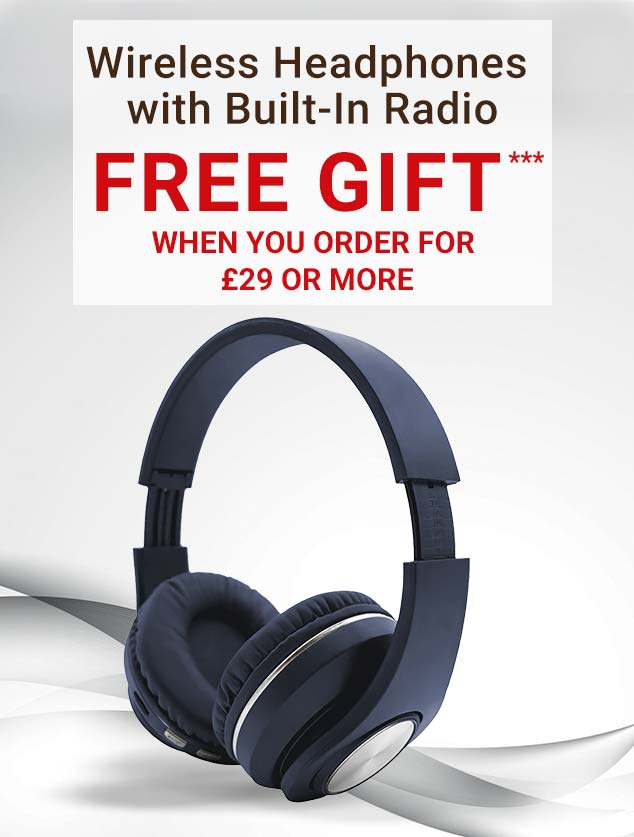 Wireless headphones with built-in radio with orders of £29 or more***