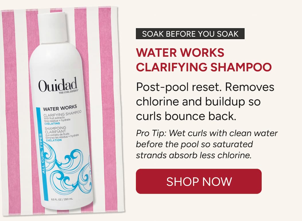 Soak before you soak. Post-pool reset. Removes chorine and buildup so curls bounce back. 