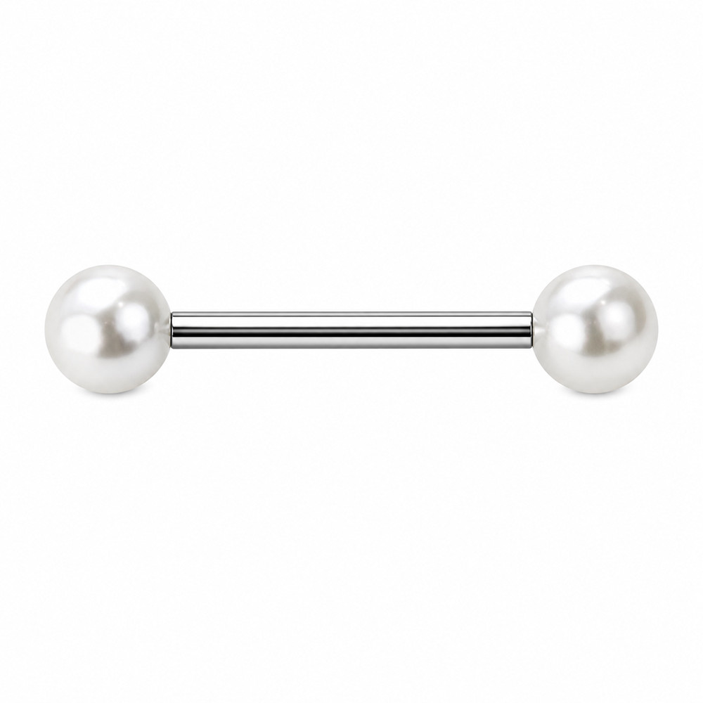  Acrylic Pearl Ball Straight Barbells Piercings 14G 16mm 
