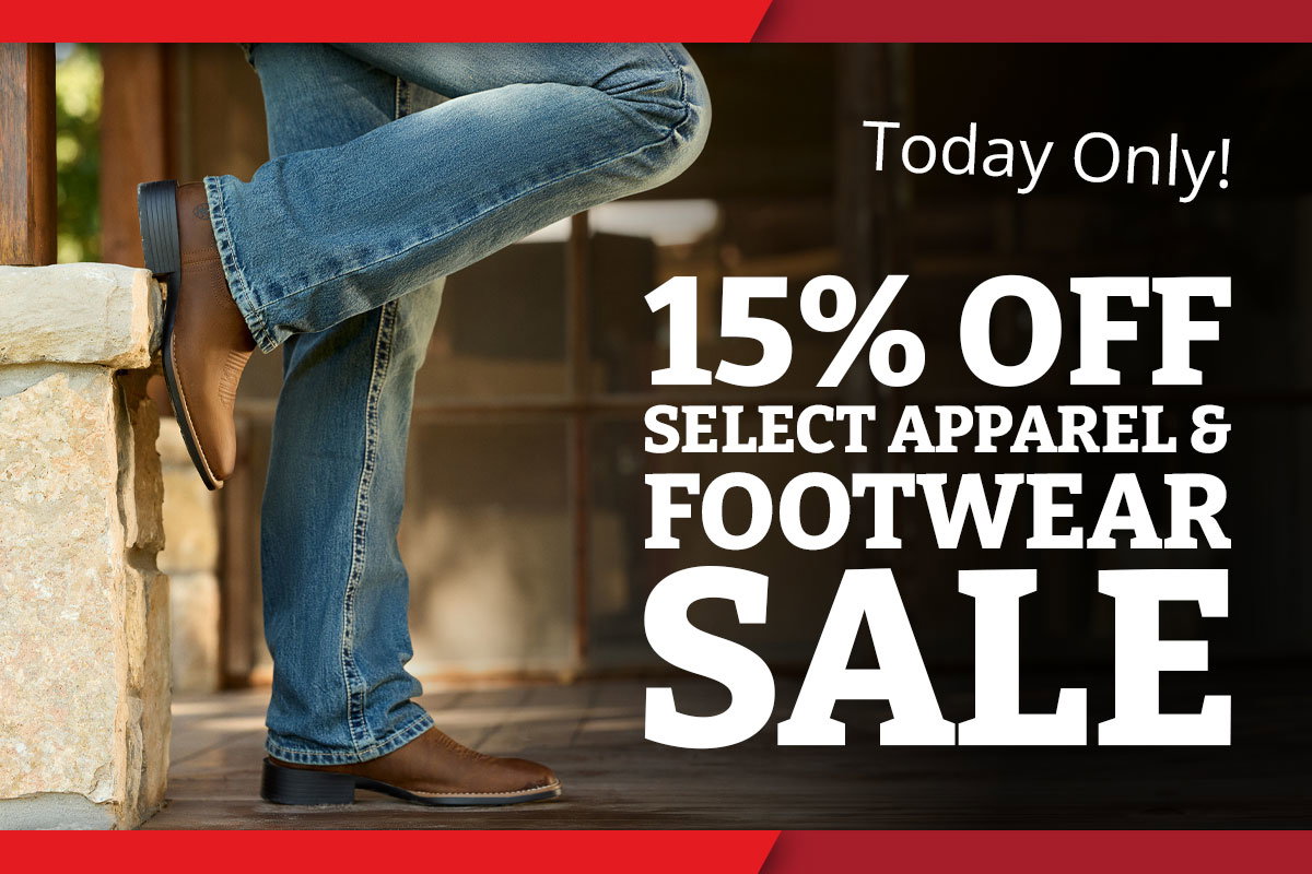 15% off select Apparel & Footwear Sale