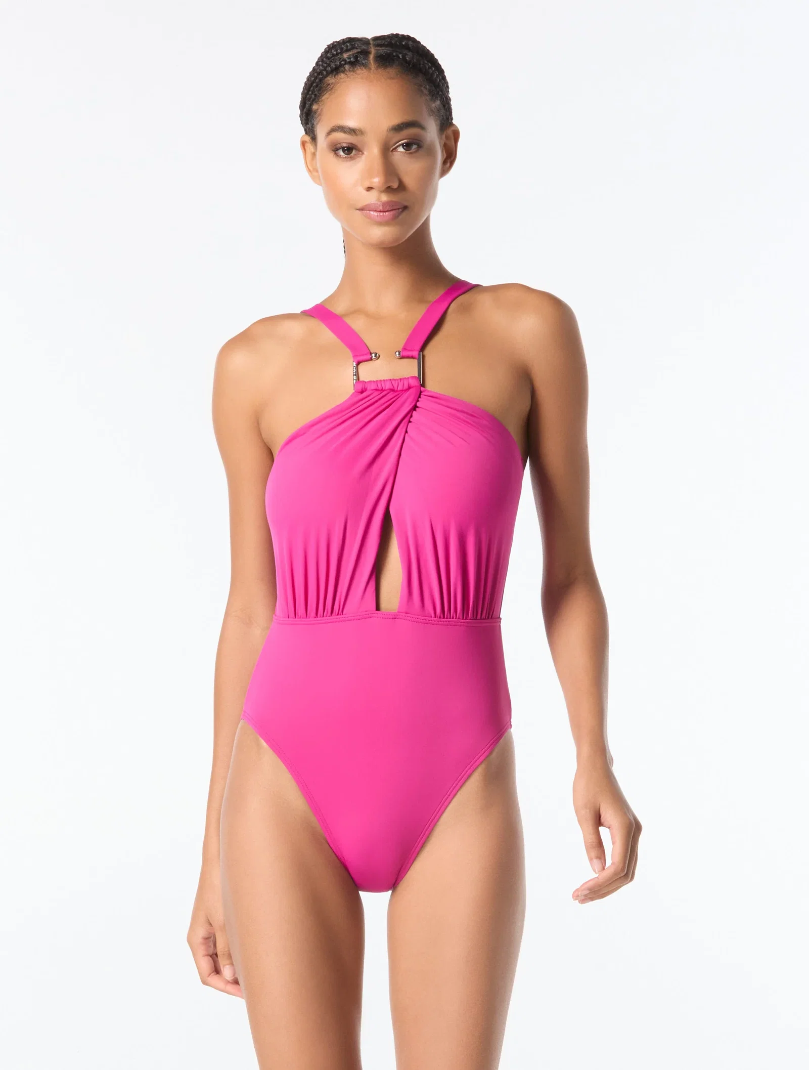 Image of MICHAEL Michael Kors High Neck One Piece Swimsuit - Solids