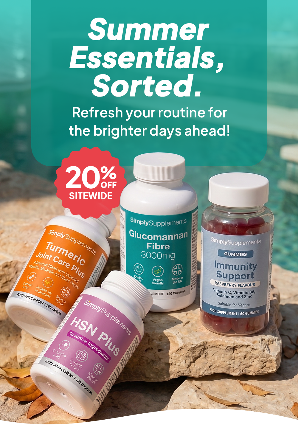 Summer essentials, sorted. Refresh your routine for the brighter days ahead! 20% off sitewide