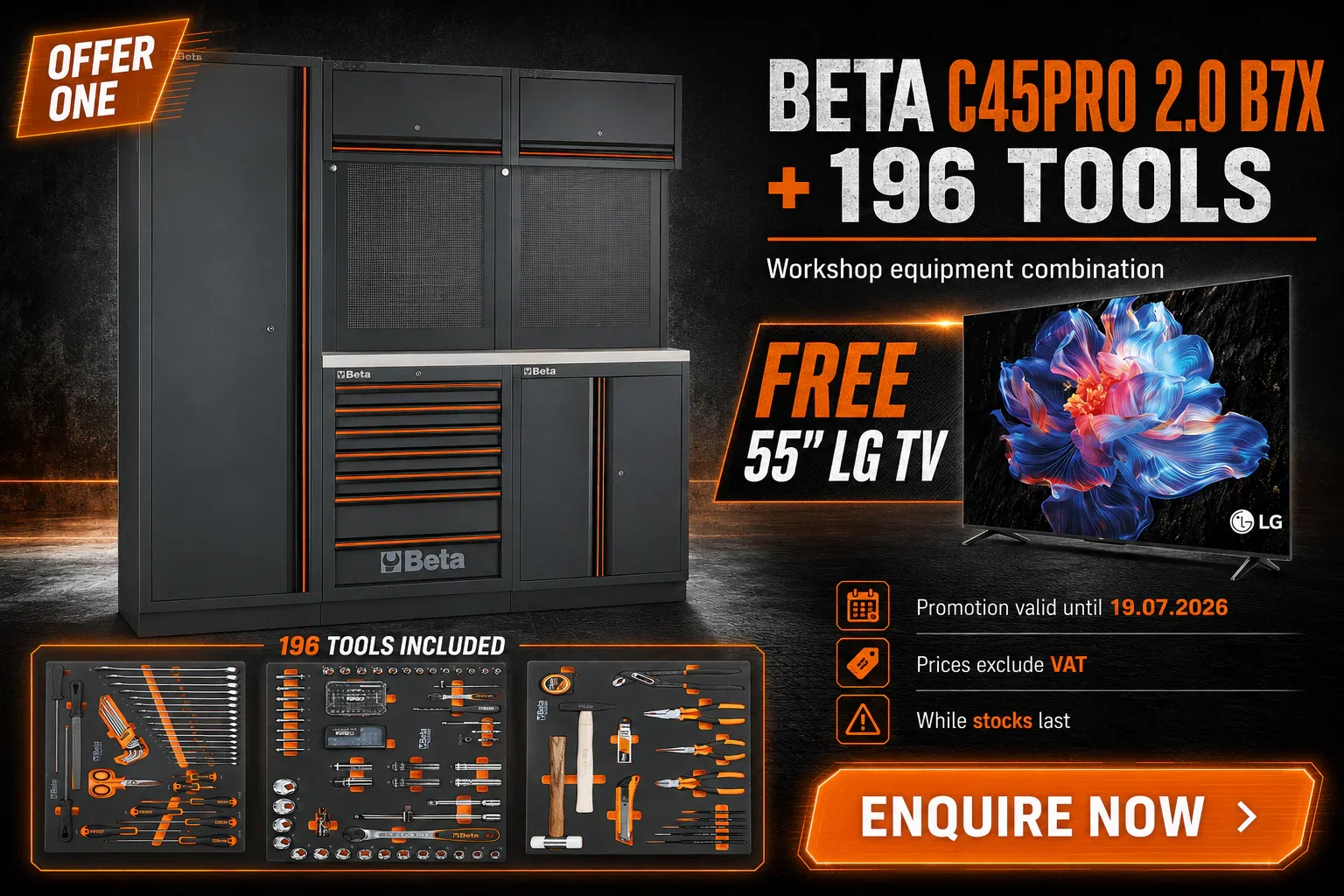 Beta C45PRO 2.0 B7X with 196 tools and free 55 inch LG TV