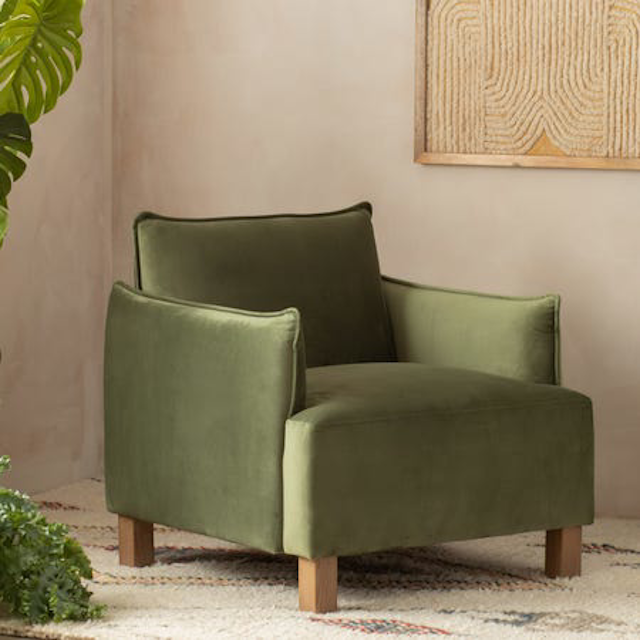 Lori Moss Green Velvet Armchair