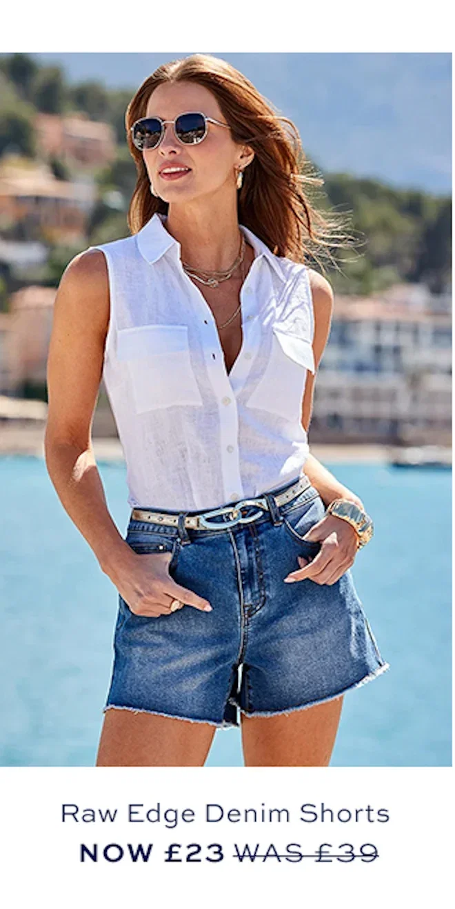 Indigo Blue Raw Edge Denim Shorts