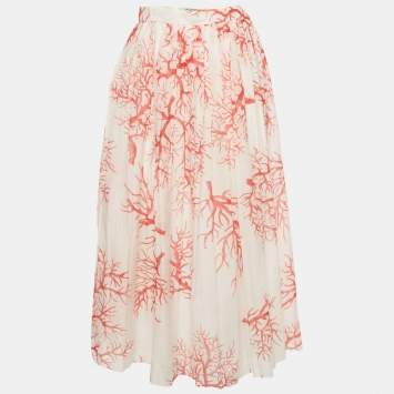 White Red Branch Print Voile P