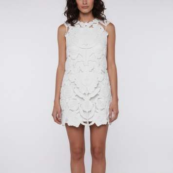 White Floral Cutout Denim Mini