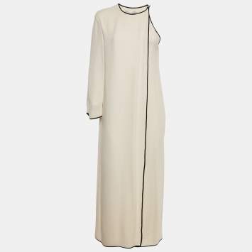 Cream Silk Asymmetric Long Dre