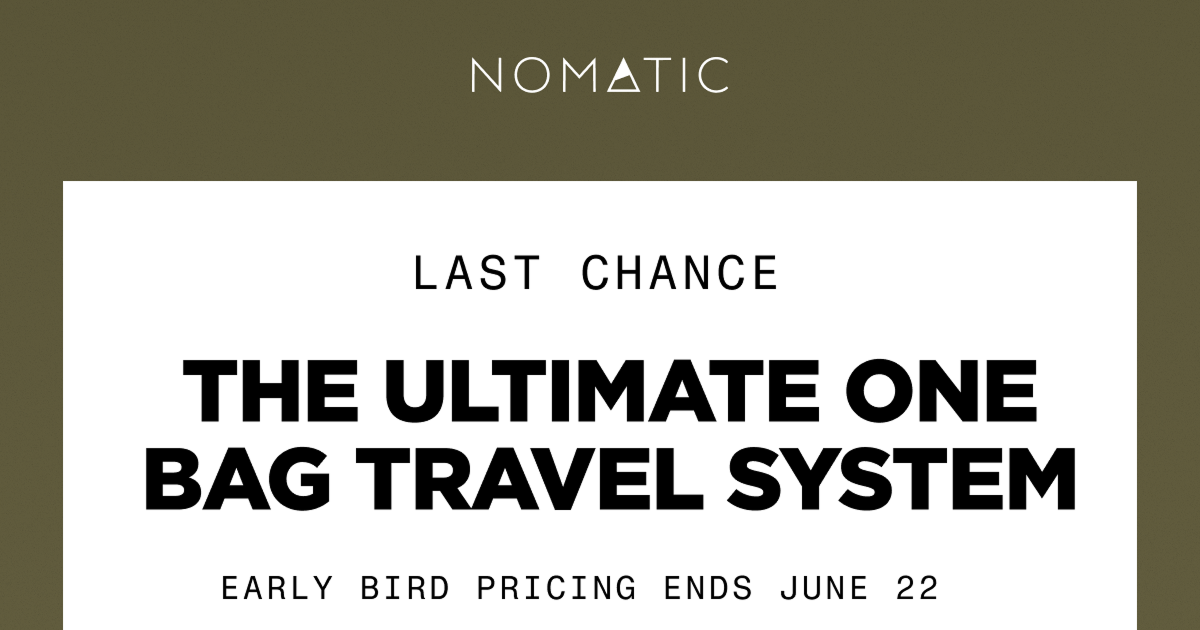LAST CHANCE  THE ULTIMATE ONE BAG TRAVEL SYSTEM   Early Bird Pricing Ends June 22