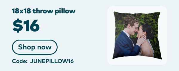 18x18 throw pillow $16. Code: JUNEPILLOW16. Shop now.