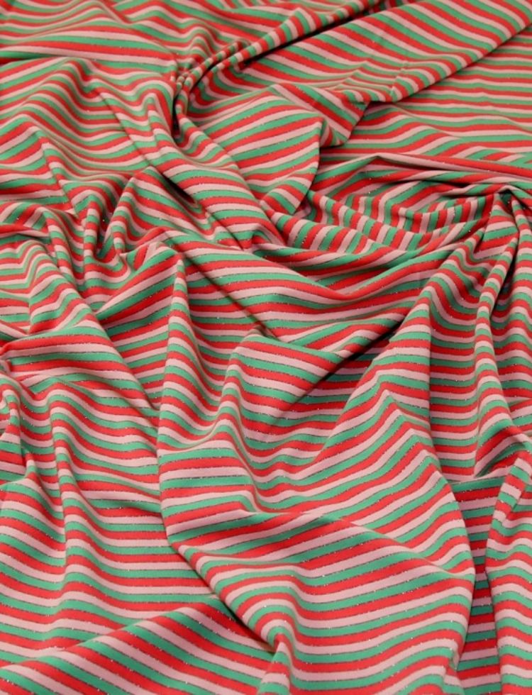 John Louden Lurex Cotton Jersey Stretch Knit Fabric Pink