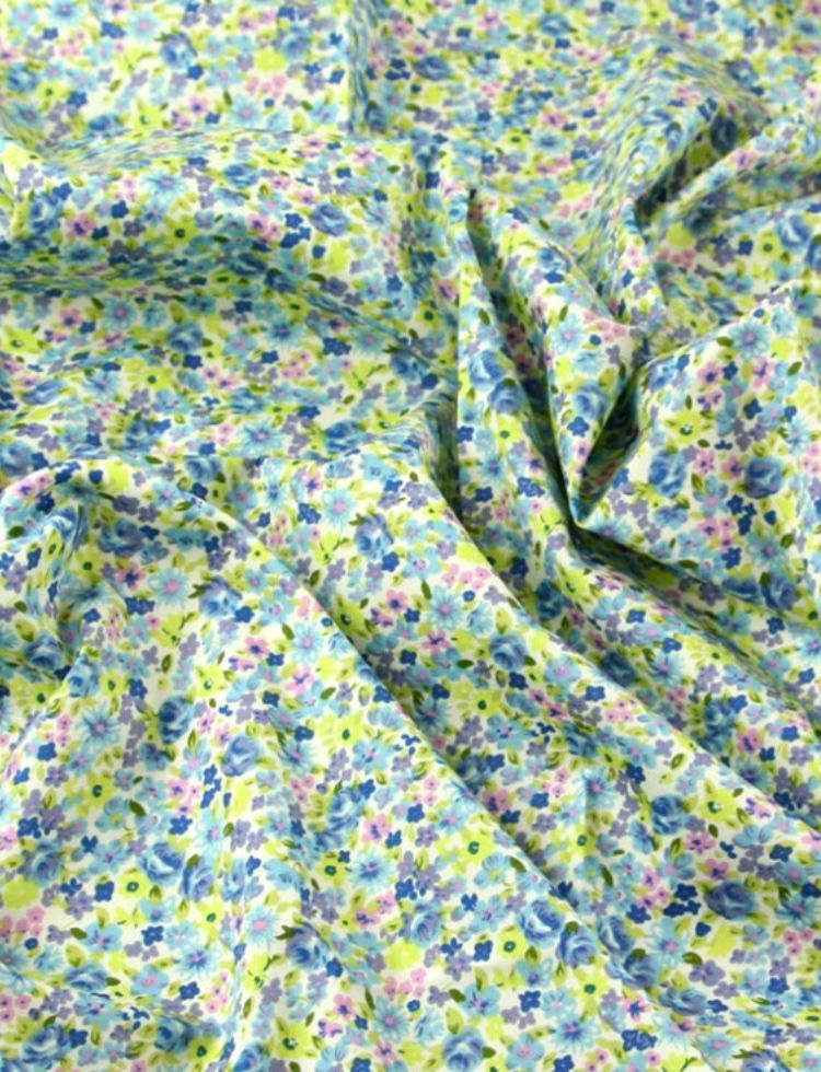 John Louden 100% Cotton Poplin Fabric Blue Multi