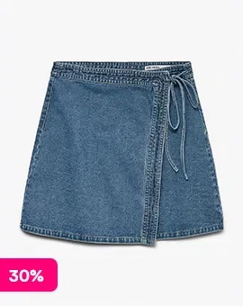 Vero Moda Liza Mid Rise Short Denim Wrap Skirt