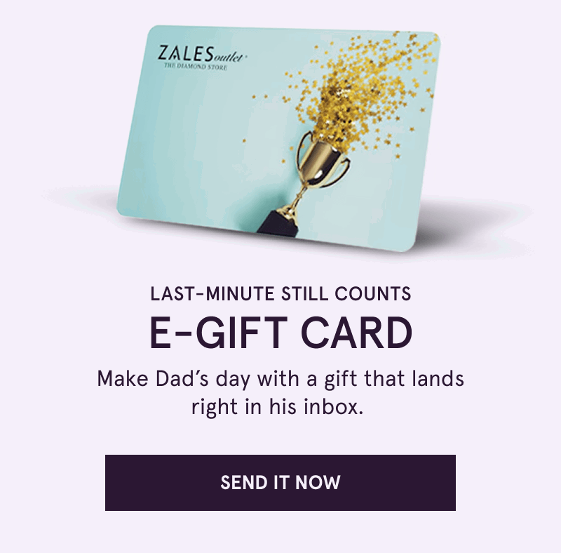 Zales card with image of trophy & confetti. E-Gift Card. Last minute still counts. Click here to send it now