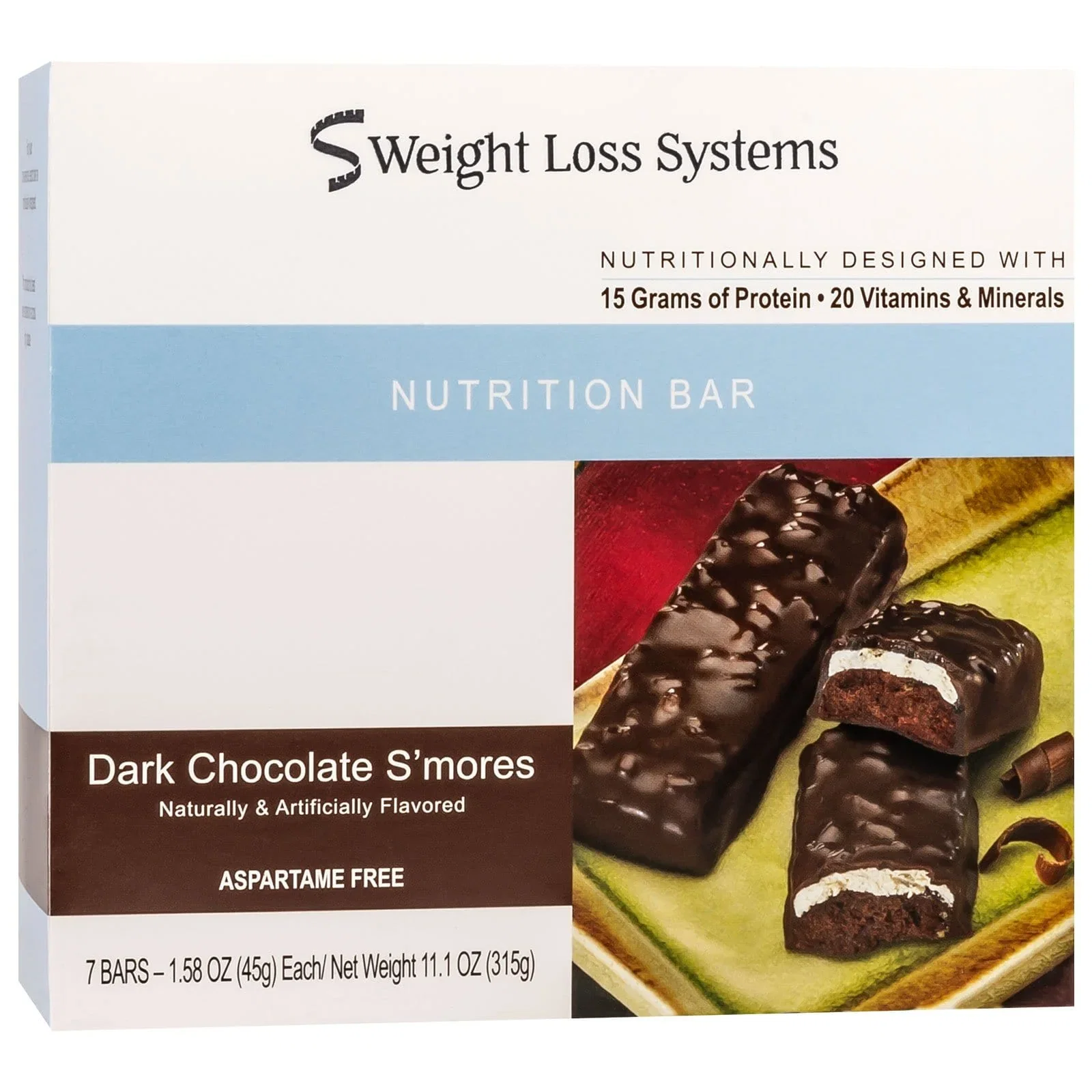 Image of Weight Loss Systems Protein Bar - Dark Chocolate S'Mores - 7/Box