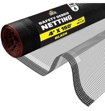 Boen Black Safety Debris Netting, 4 ft x 150 ft, 1/14" Mesh, Fire Retardant, UV Treated for Scaffolding, Dust Control, Construction Barrier Fencing, Wind Block, and Site Protection
