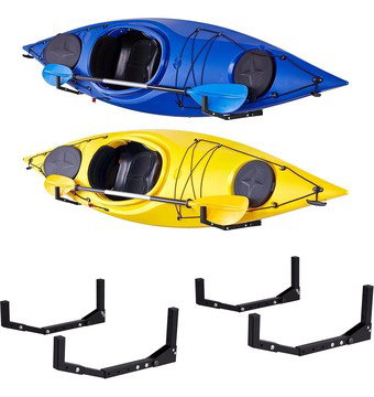 RaxGo, Wall-Mounted Heavy-Duty Kayak Hooks, 2 Pairs, Length 20.5 in, Width 6 in, Model# RGWMKR2PK
