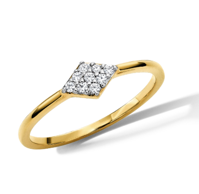 Gold band with diamond accents. 