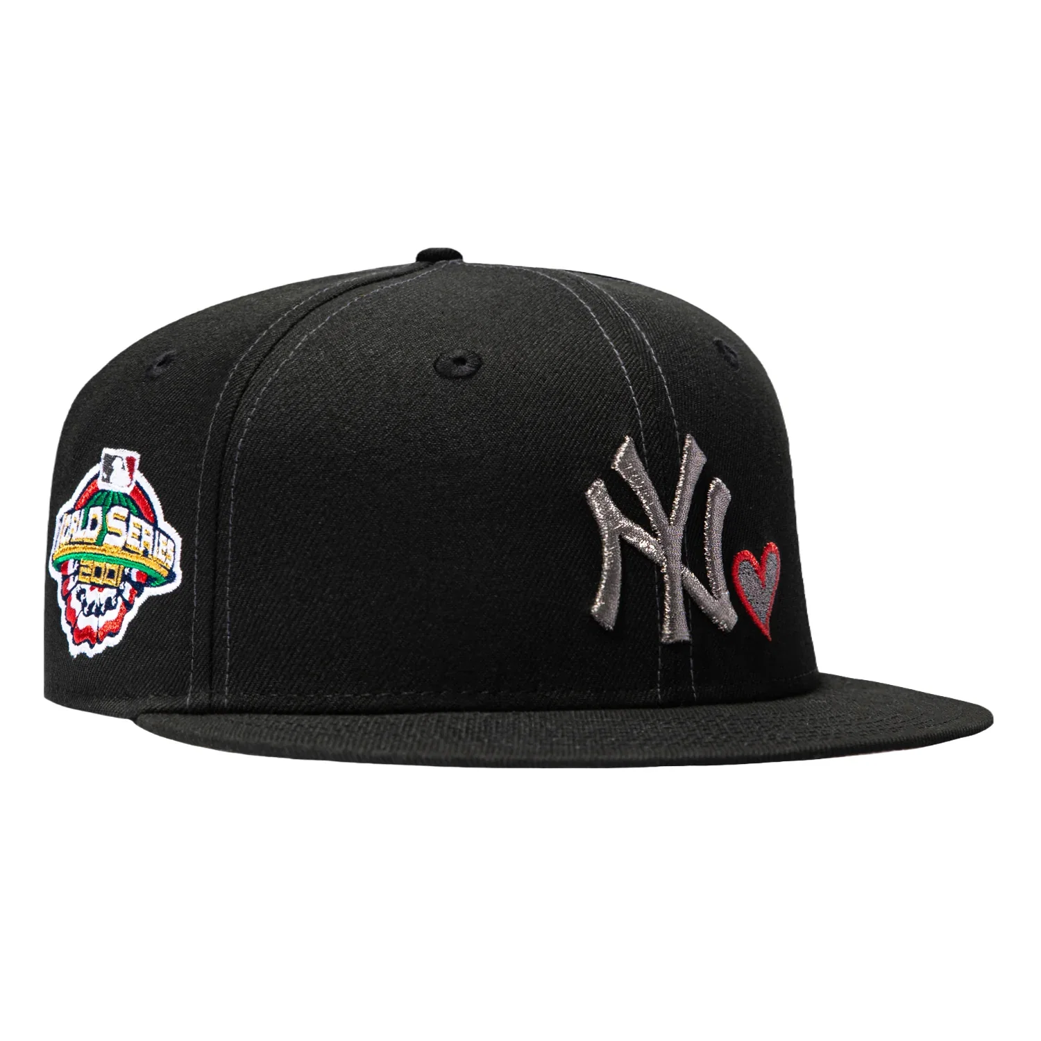 Image of New Era 59Fifty New York Yankees 2001 World Series Patch Heart Hat - Black