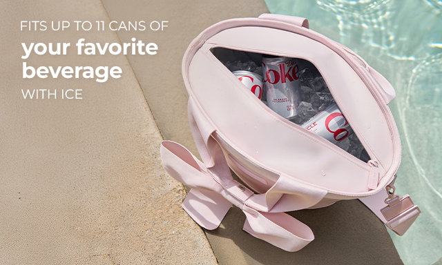 The Mini Jelly Cooler Tote fits up to 11 cans of your favorite beverage with ice.