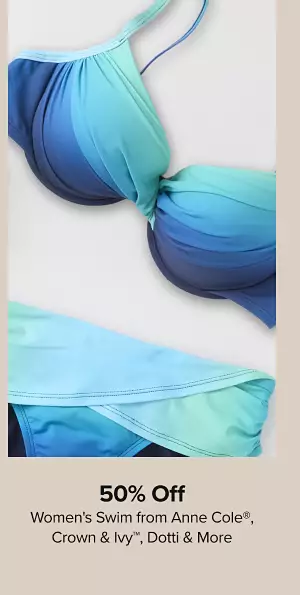 Buy one, get one free womens swim from Anne Cole, Crown and Ivy, Dotti and more. Shop now. A blue, green and teal bikini.