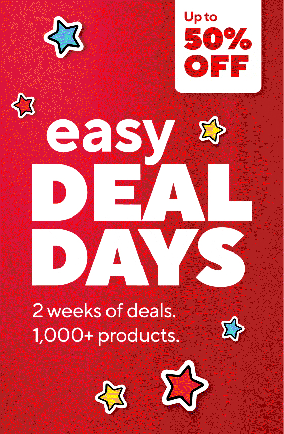 easy DEAL DAYS
$38.99 K-Cup pods, 80-96/pk
25% off custom banners
100% back in points on all Scotch products
$279 Apple iPad 11
