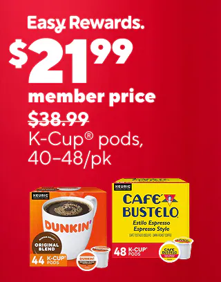 easy DEAL DAYS
$38.99 K-Cup pods, 80-96/pk
25% off custom banners
100% back in points on all Scotch products
$279 Apple iPad 11