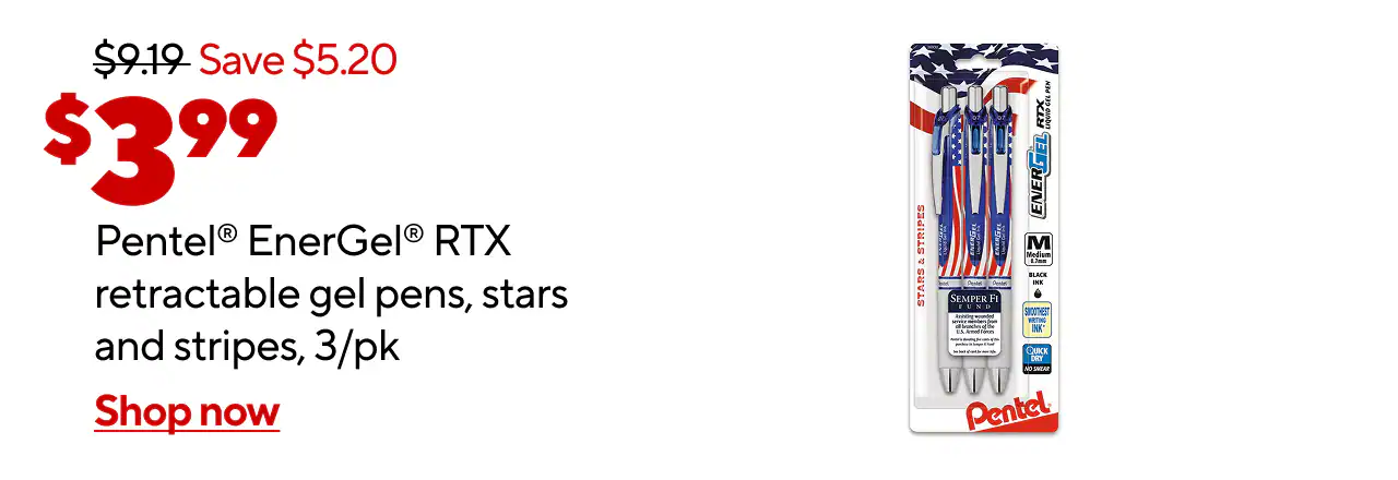 Pentel Energel 3pk Patriotic Pen for $3.99!