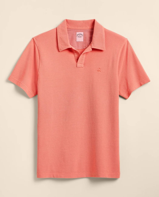 Image of Cotton Pique Garment-Dyed Johnny Collar