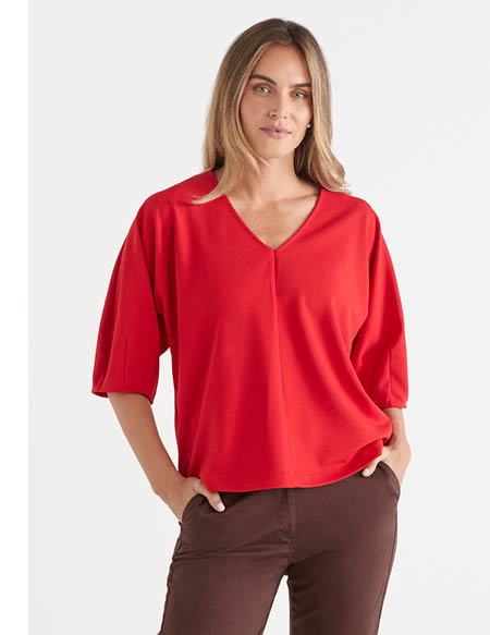 V Neck Dolman Short Sleeve Top